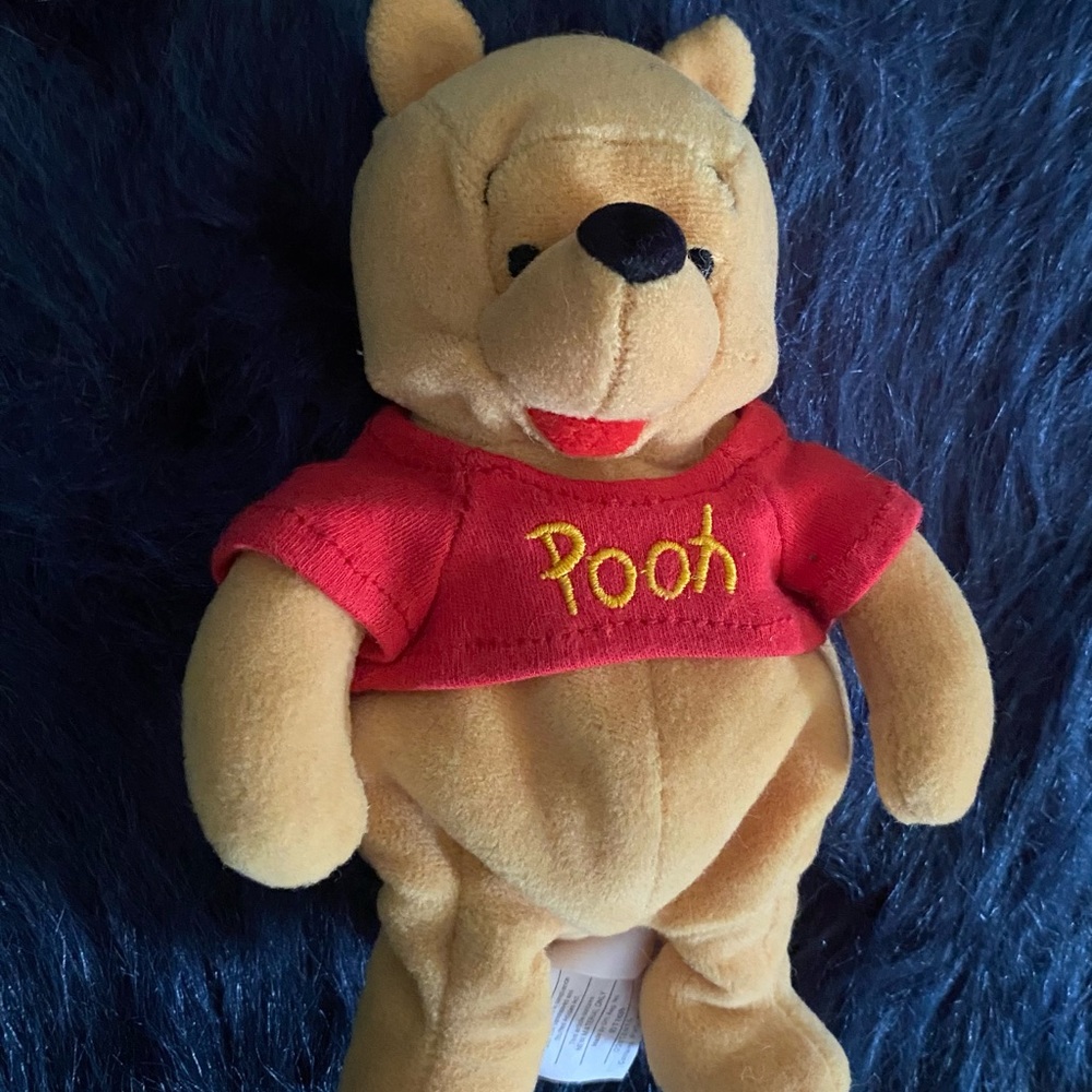 Disney Pooh Bear Plush - Tan and Red